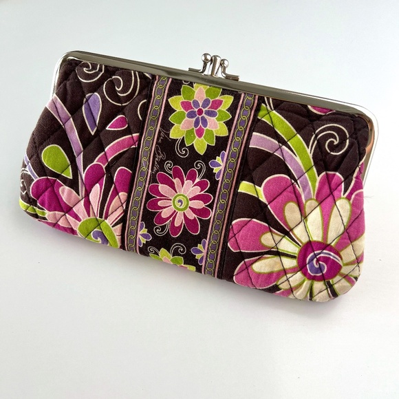 Vera Bradley Wallet Brown Floral Double Compartment Wallet - Picture 1 of 6